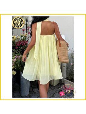 Strapless Scarf Mini Dress Pleated Bodice Wedding Party